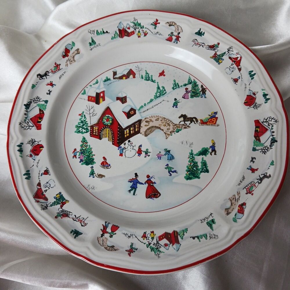 VINTAGE FARBERWARE WHITE CHRISTMAS SALAD PLATE